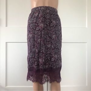 Abercrombie Purple Floral Flowers Lace Midi Skirt XS
